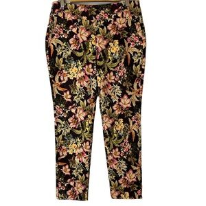 Soft Surroundings Skinny Pull On Floral Tapestry‎ Skinny Crop Pants Medium 2EC21